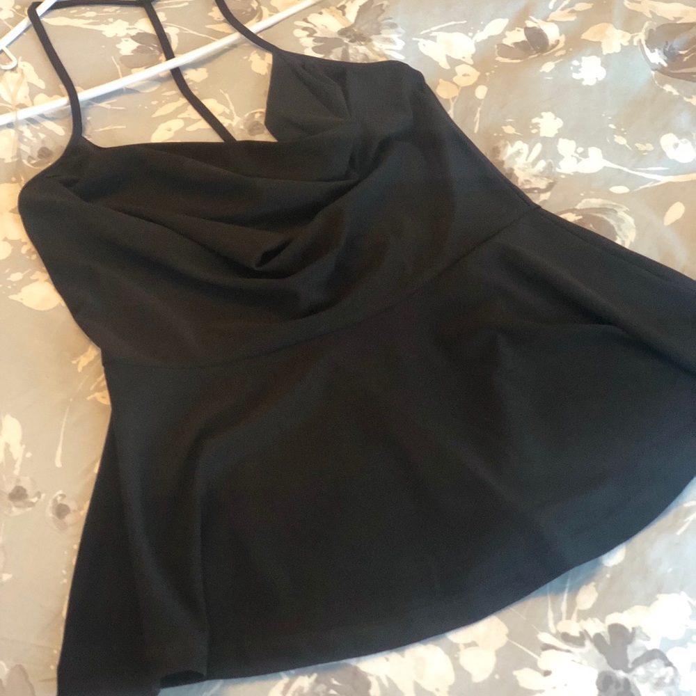 Black Peplum Cowell neck Blouse